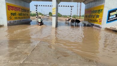 Photo of तारारोड़ा रोड के रेलवे पुल में जलभराव की समस्या से वाहन दुर्घटना का खतरा.